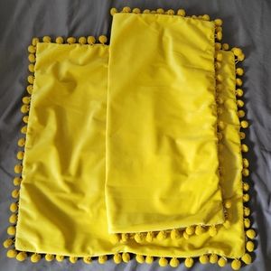 Set of 2 Topfinel Pillow Covers w/ Pom Poms 20" x 20" in Yellow
